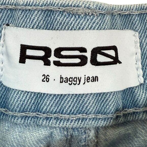 RSQ Baggy Jean Women 26 Light Blue Distressed Denim Tapered Organic Cott… - Picture 5 of 6